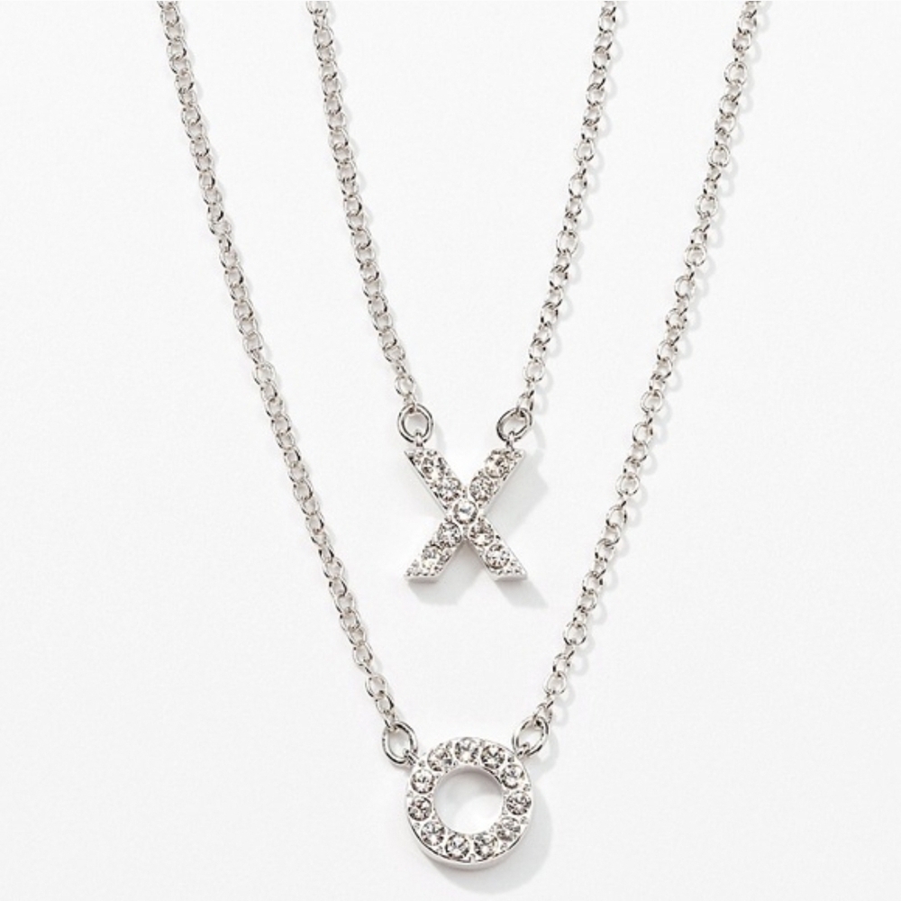 Touchstone Crystal Silver XO Pendant Necklace
